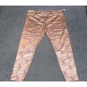 Disney Mickey Mouse Leggings Womens 1X Pink Metallic Rose Gold Official Pants
